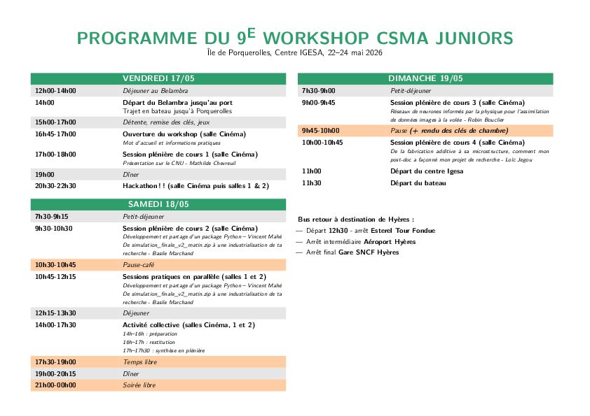 programme workshop junior